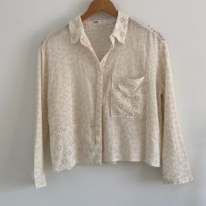 Zara long-sleeved eyelet blouse (M)